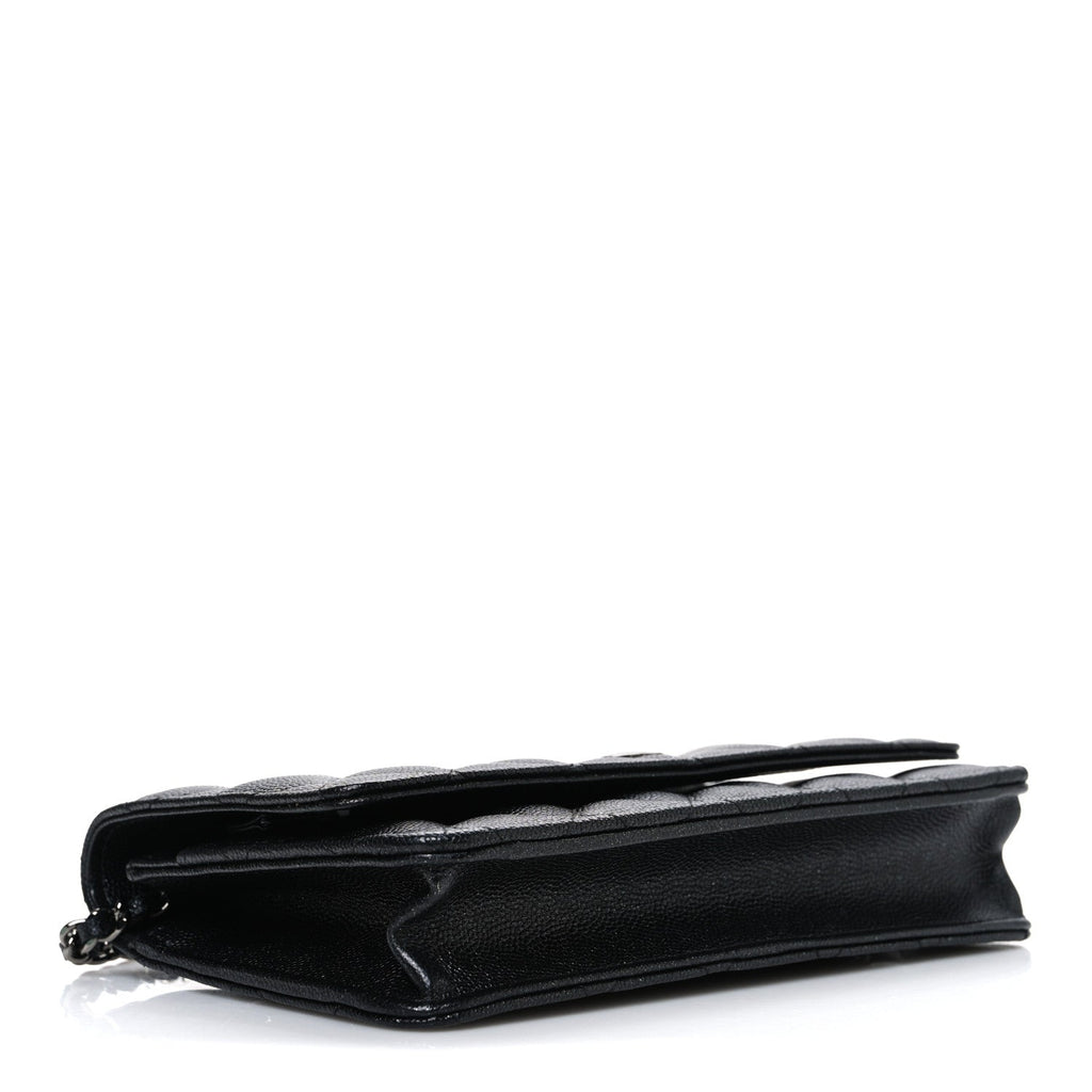 Chanel Iridescent Caviar Quilted Wallet on Chain WOC Black