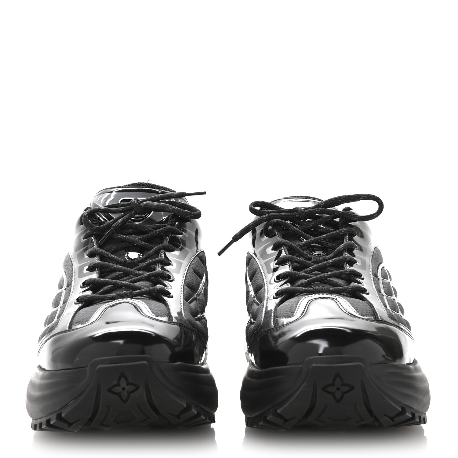 Louis Vuitton Monogram Discovery Lace Up Sneakers 9.5 Black Silver