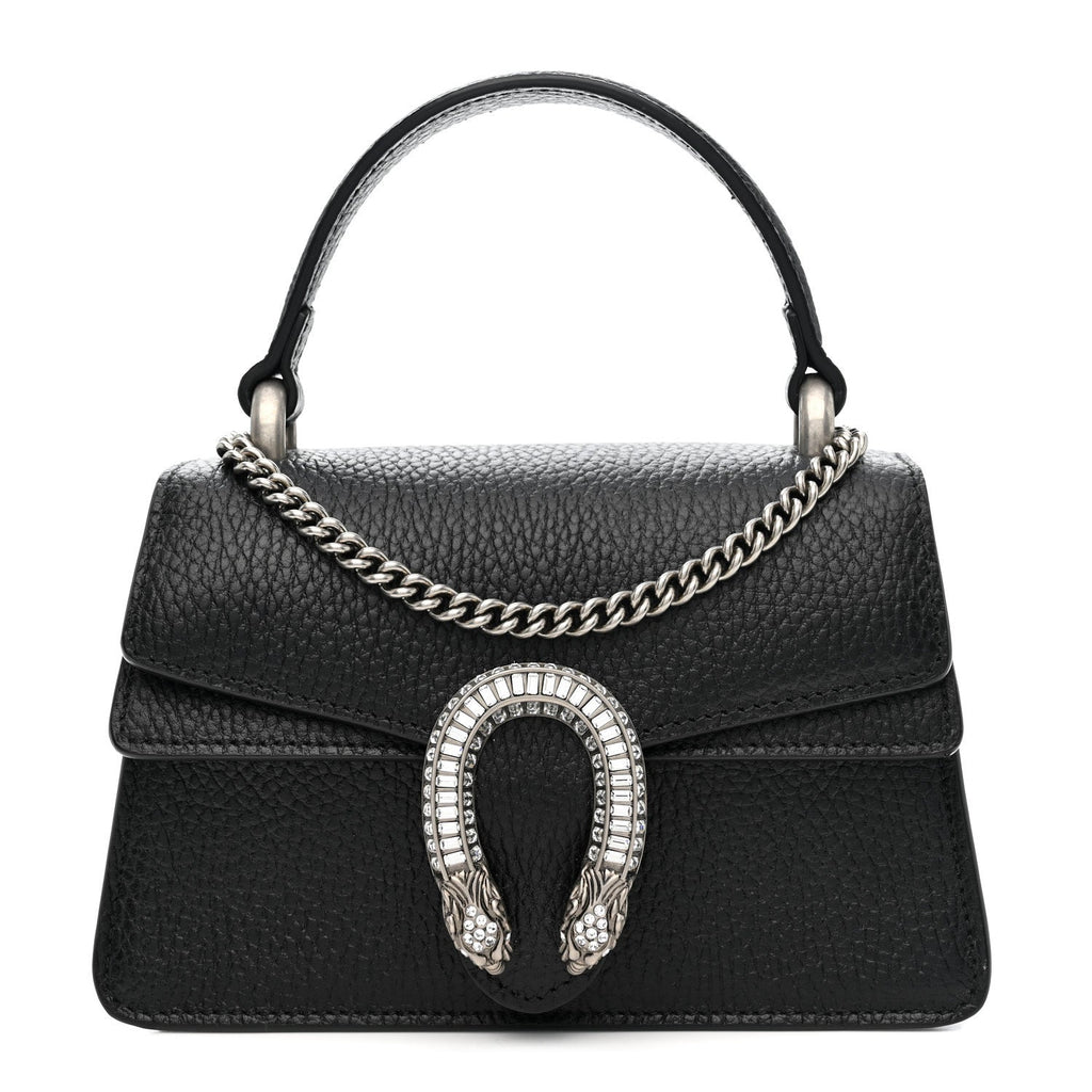 Gucci Dollar Calfskin Crystal Mini Dionysus Top Handle Bag Black Crystal