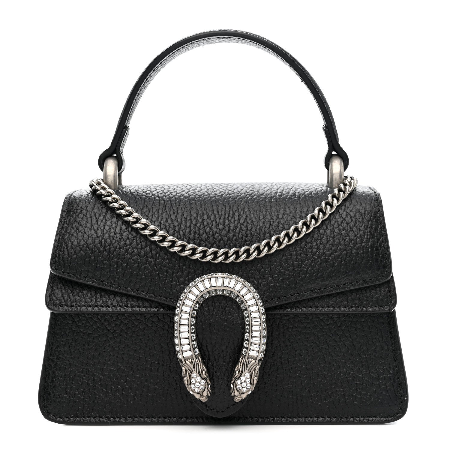 Gucci Dollar Calfskin Crystal Mini Dionysus Top Handle Bag Black Crystal