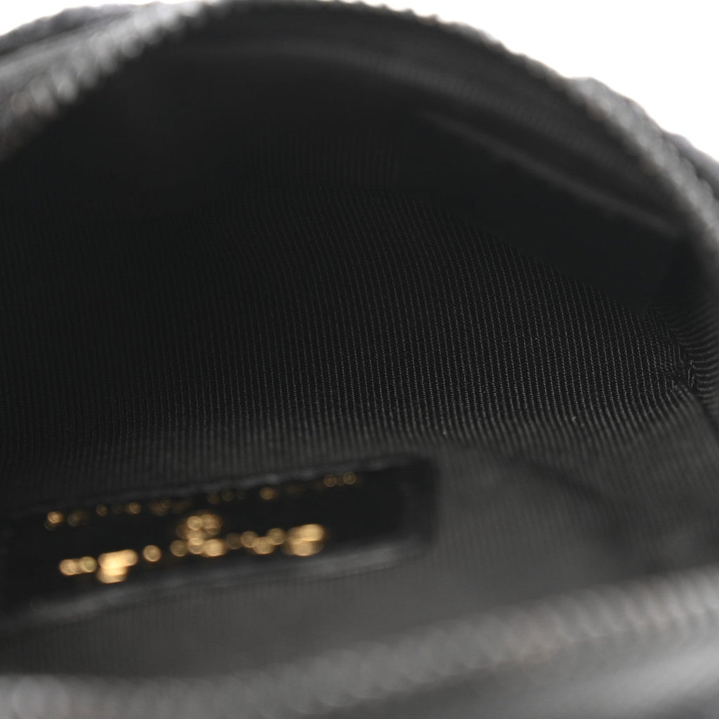 Chanel Tweed Lambskin Quilted Arm Coin Purse Black
