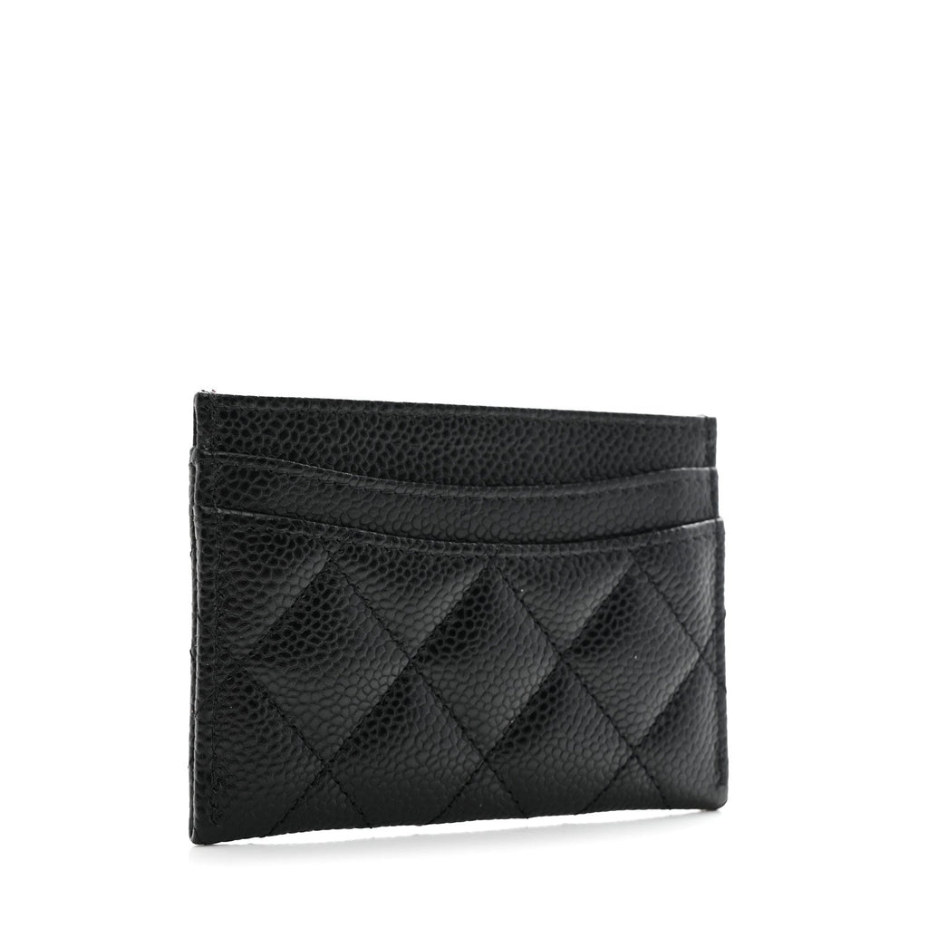Caviar Quilted Card Holder Black