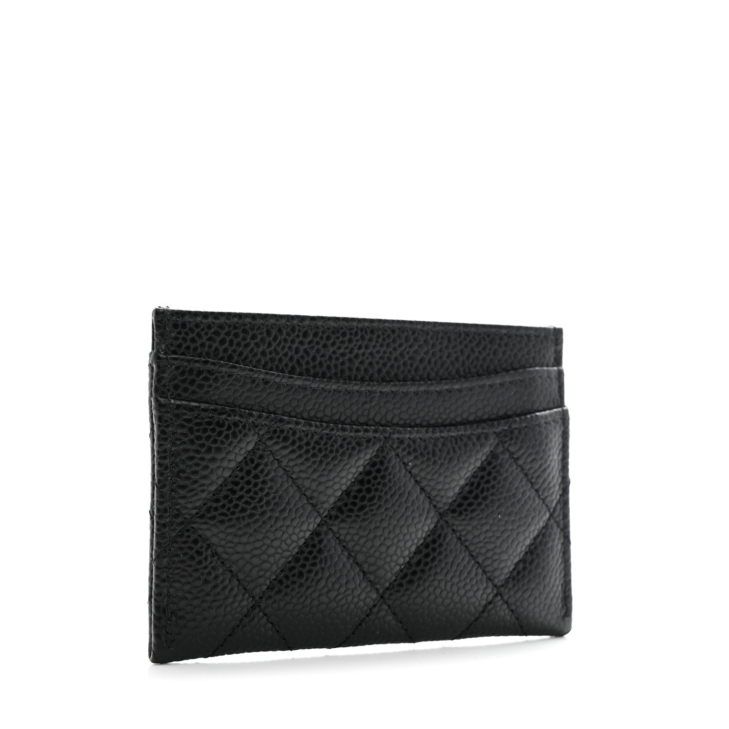 Caviar Quilted Card Holder Black