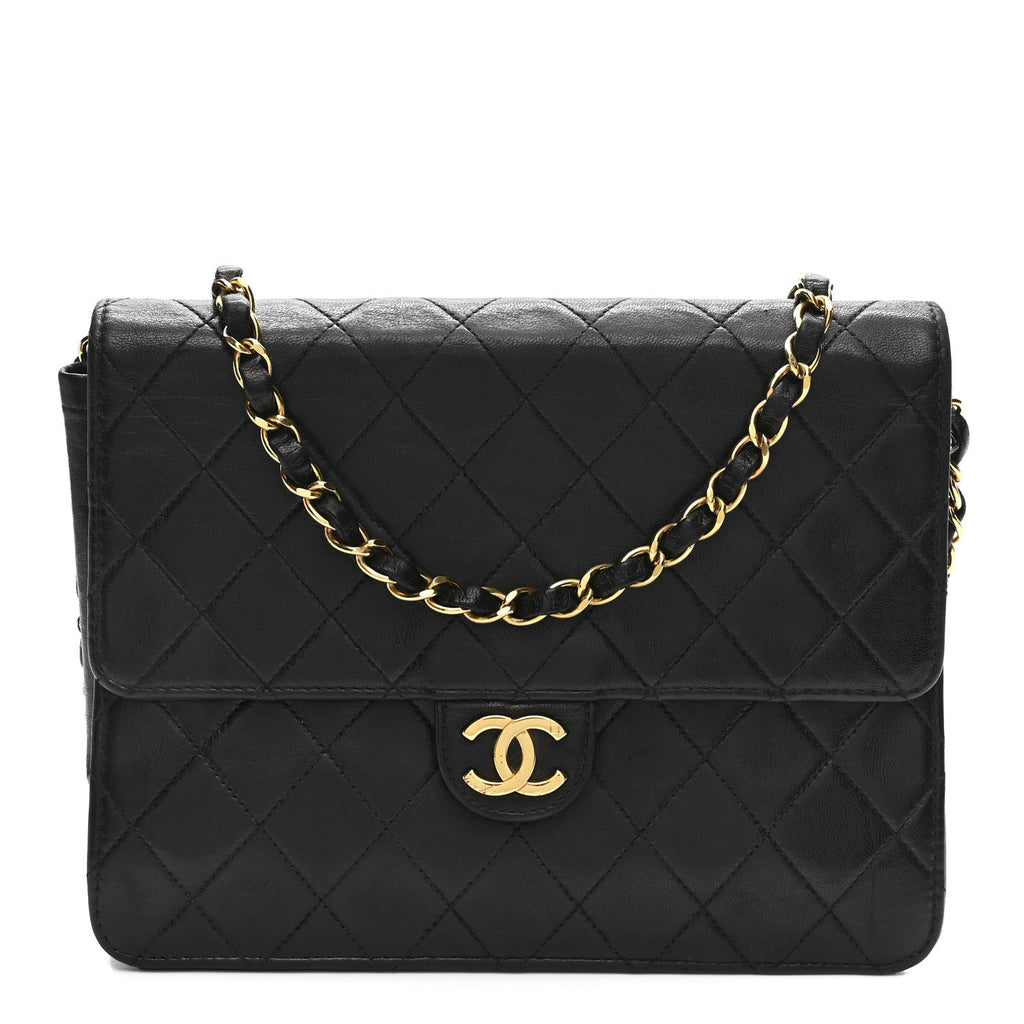 Chanel Lambskin Quilted Small Single Flap Bag Black