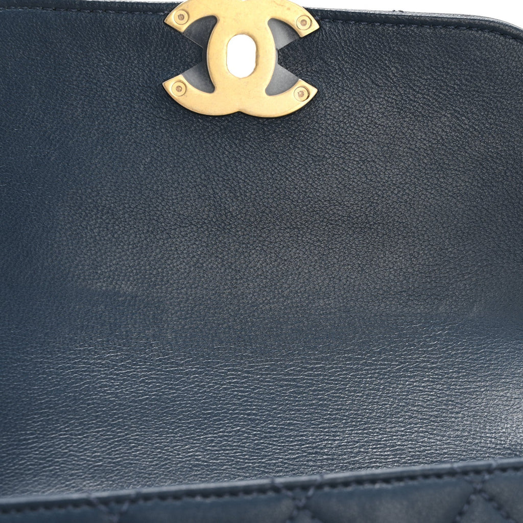 Chanel Lambskin Quilted Chain Infinity Waist Belt Bag Blue