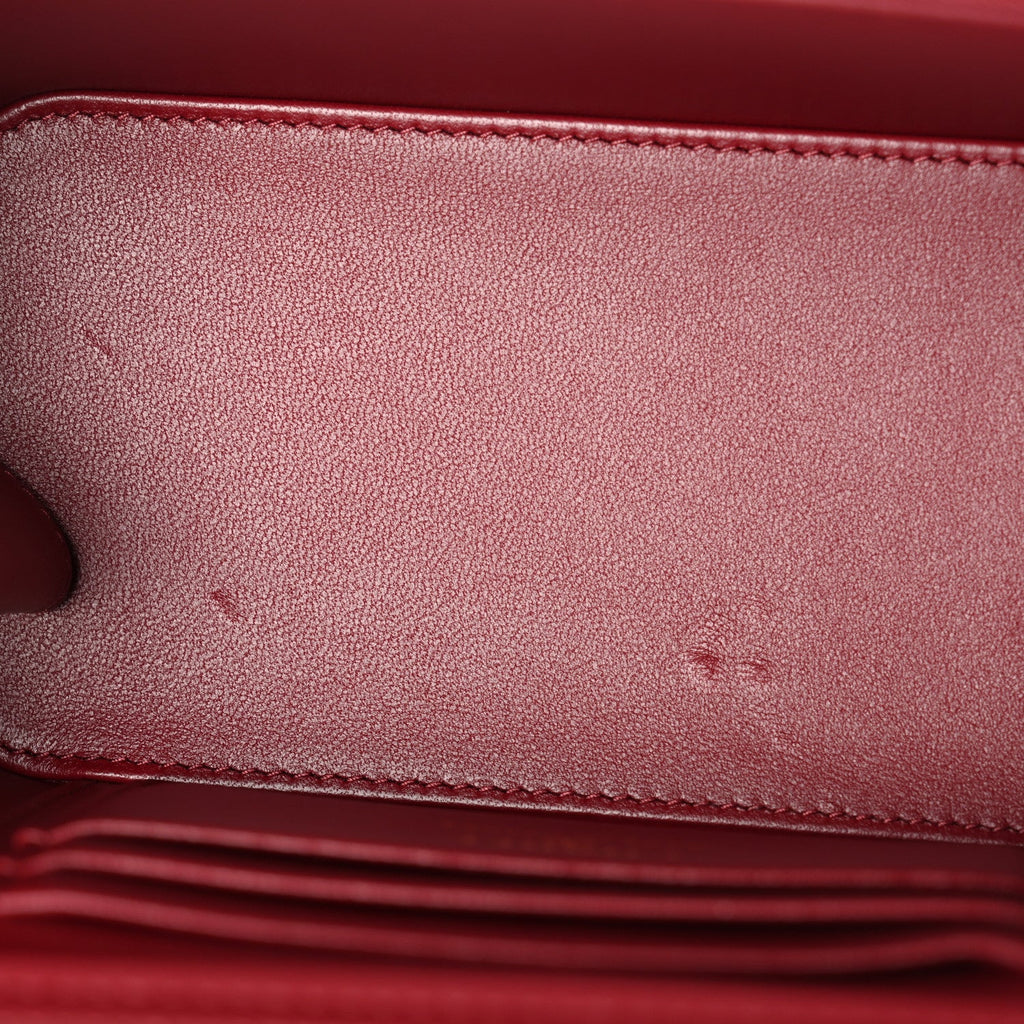 Chanel Lambskin Quilted Small Top Handle Vanity Case With Chain Burgundy