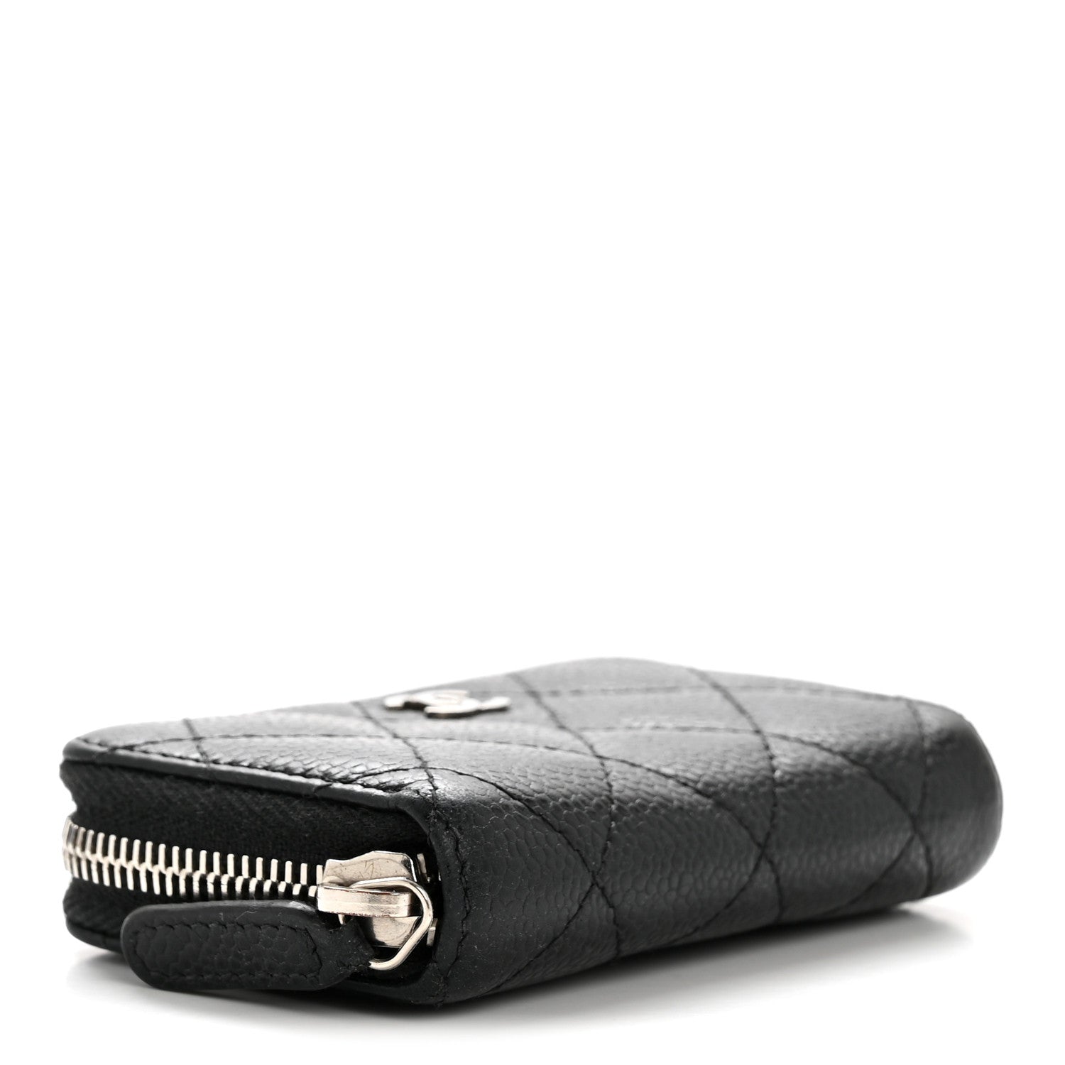 Caviar Quilted Zip Coin Purse Black