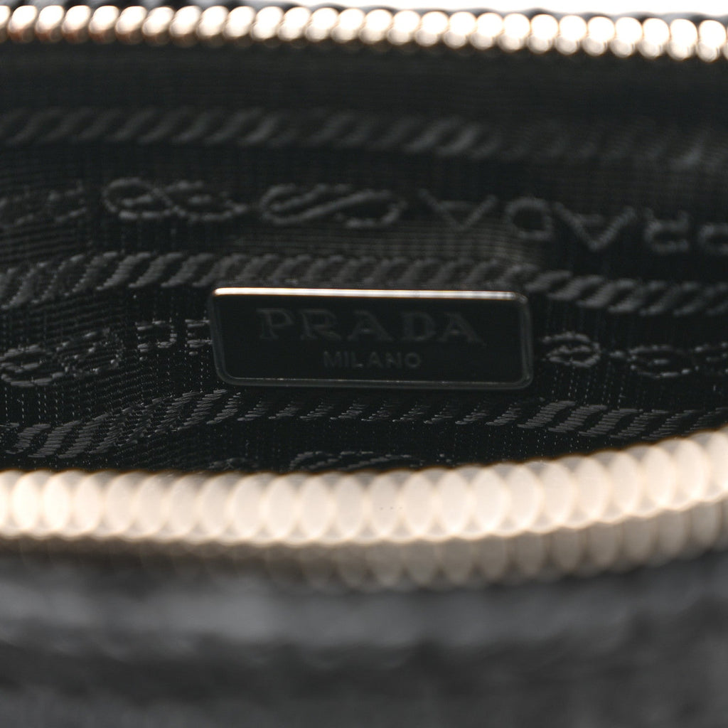 Prada Yarn Raffia Effect Crochet Triangle Shoulder Bag Black
