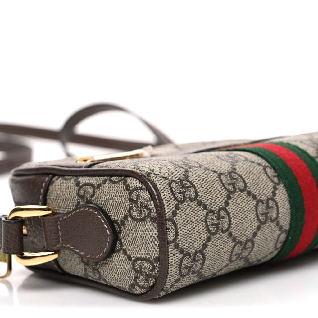 Gucci GG Supreme Monogram Web Mini Ophidia Shoulder Bag Brown