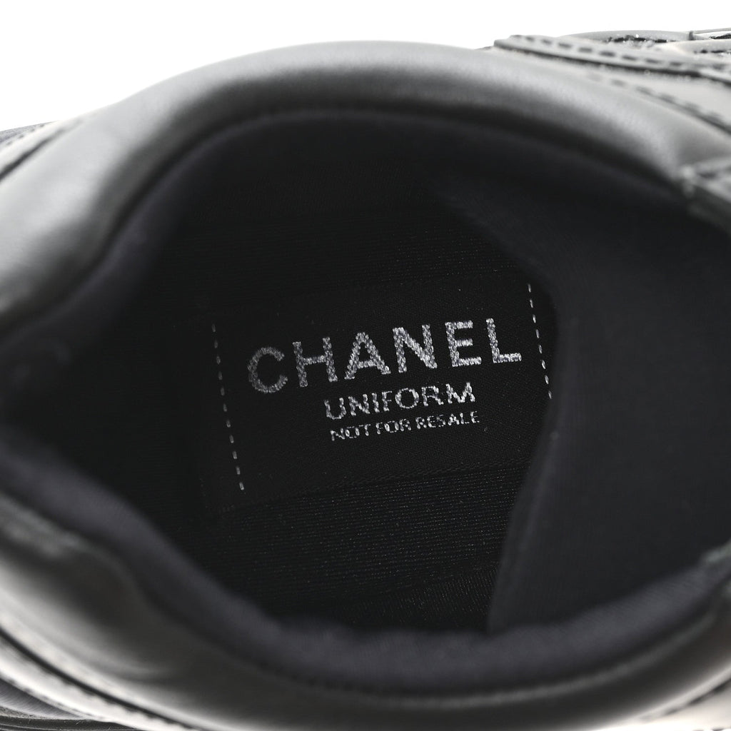 Lambskin Fabric CC Uniform Sneakers 39.5 Black