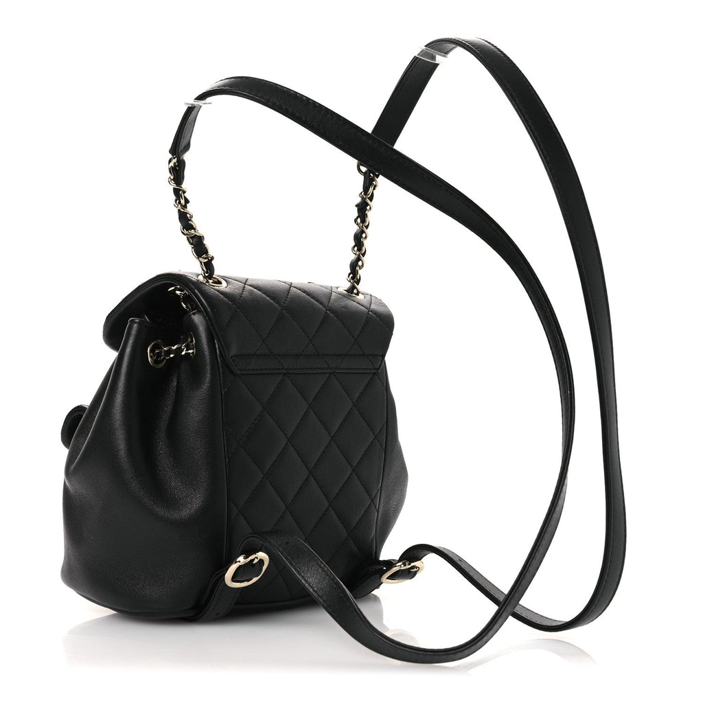 Chanel Lambskin Quilted Small Duma Drawstring Backpack Black