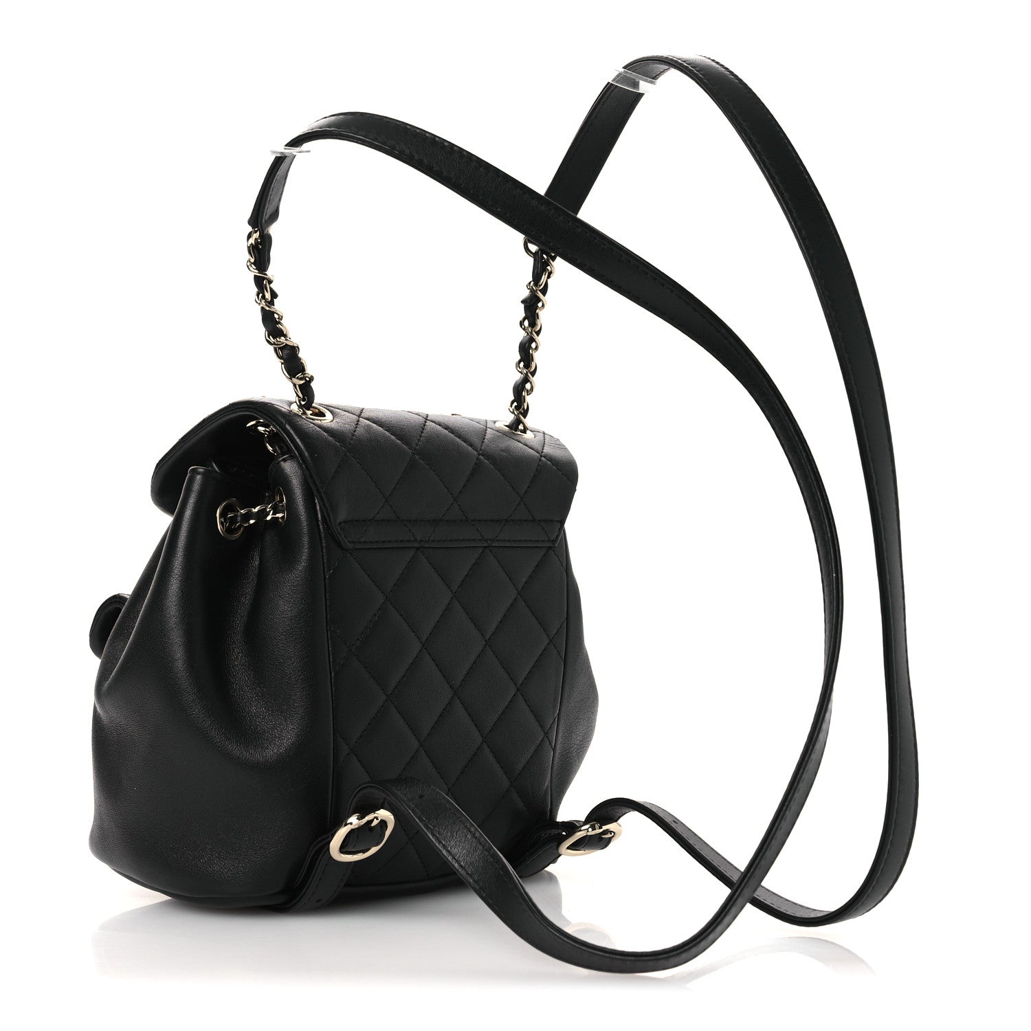 Chanel Lambskin Quilted Small Duma Drawstring Backpack Black