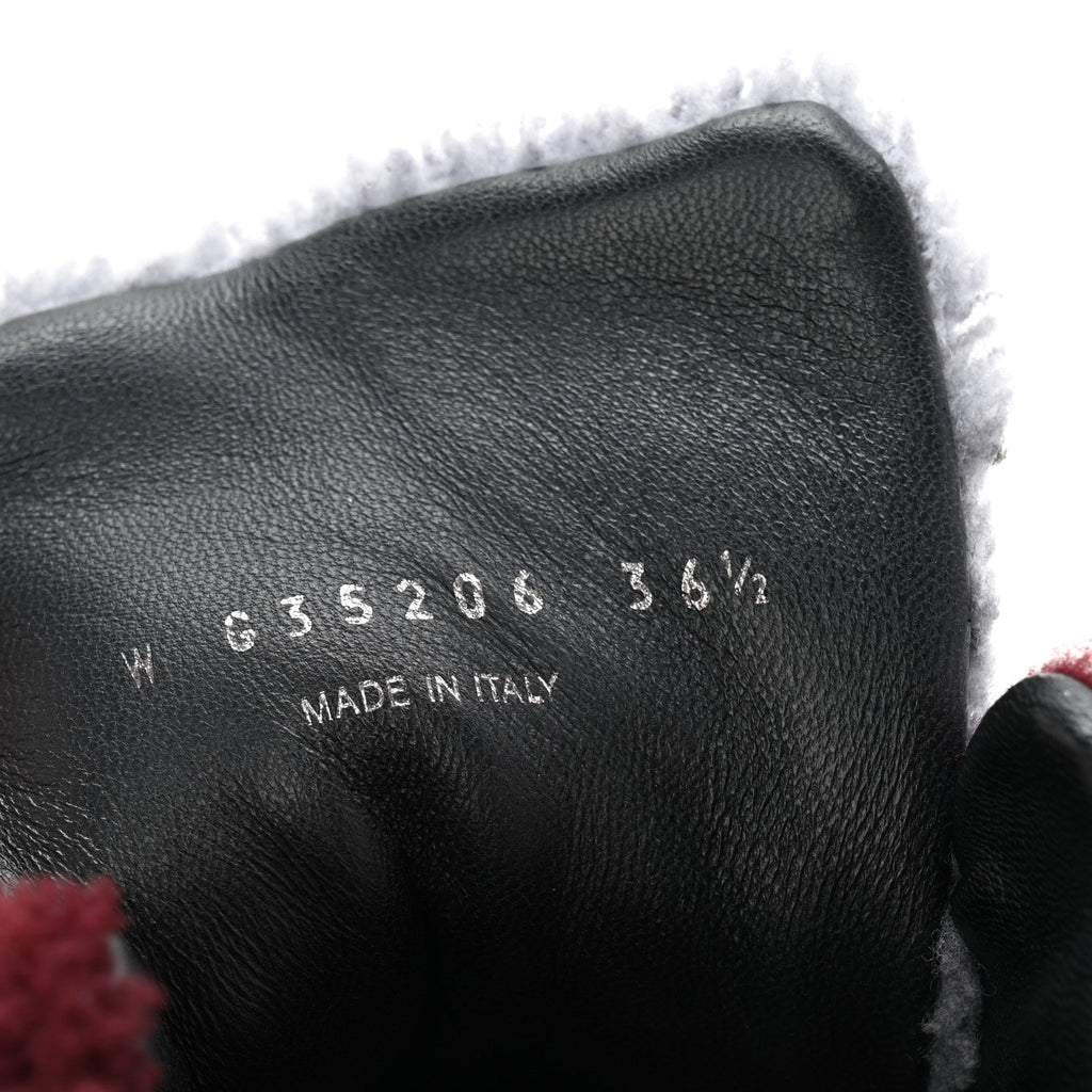Chanel Shearling Lambskin Suede CC High Top Sneakers 36.5 Grey Pink Burgundy