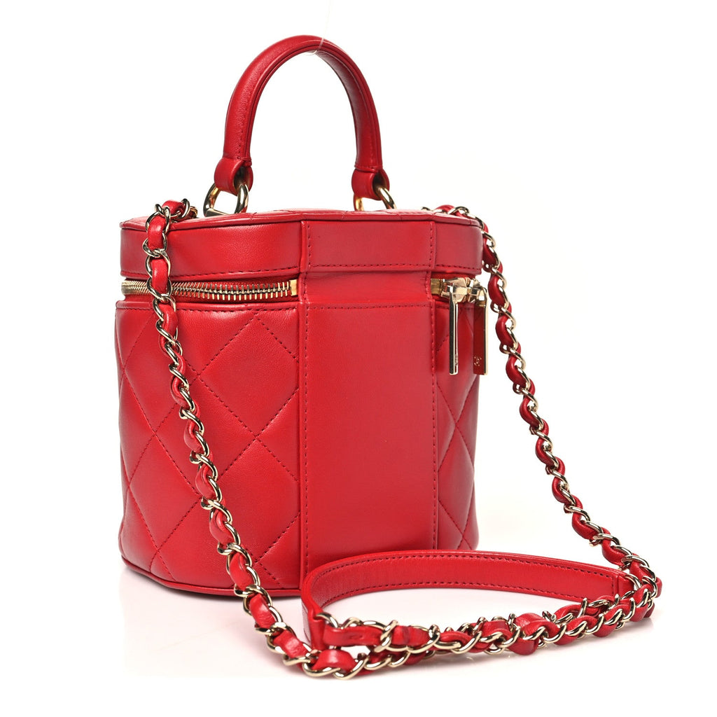 Chanel Lambskin Quilted Trendy Vanity Case Red