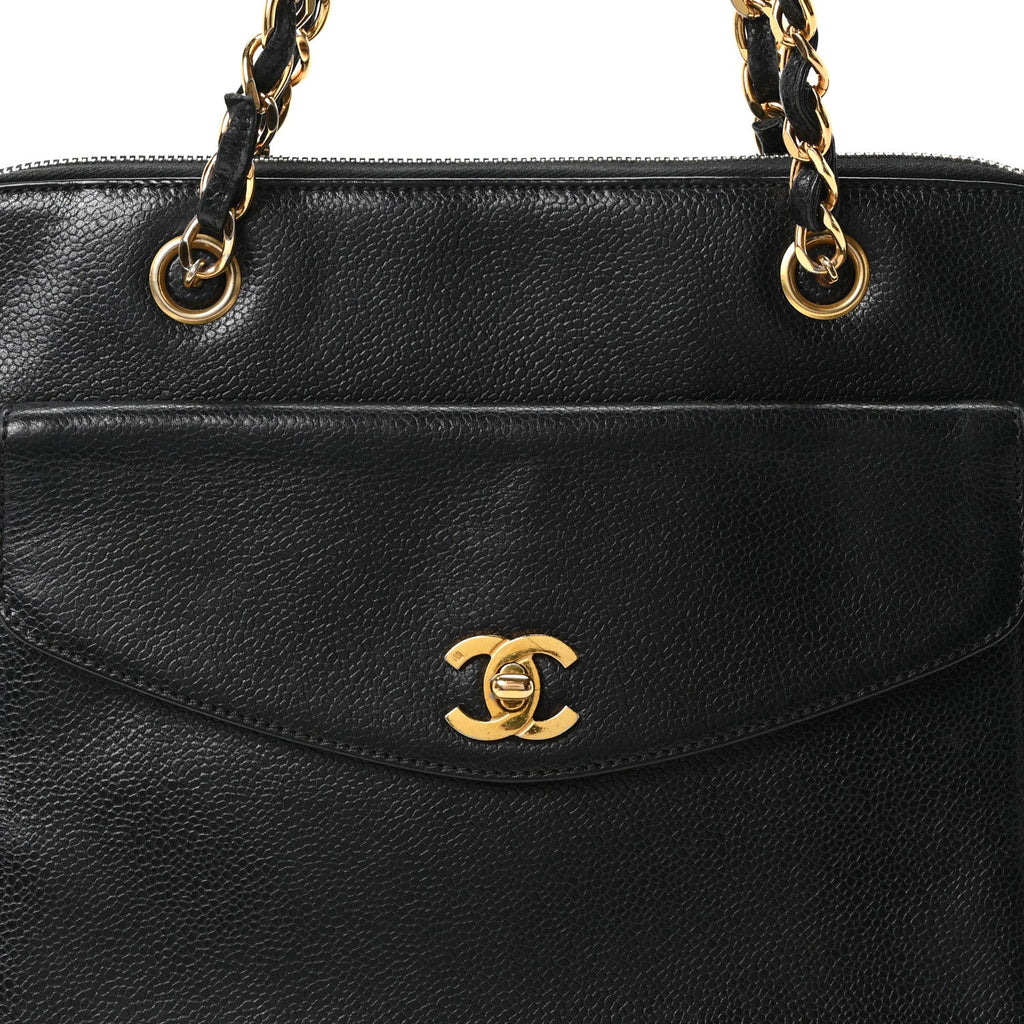 Chanel Caviar Flap Shoulder Bag Black