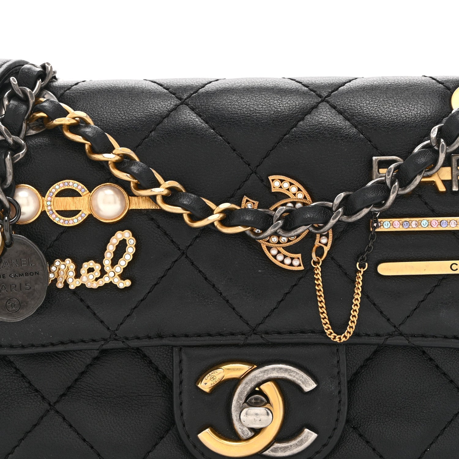Chanel Lambskin Quilted Mini Coco Clips Single Flap Black