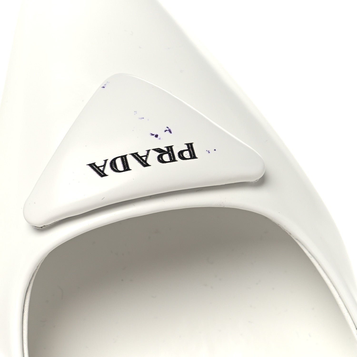 Prada Calfskin Triangle Logo Pointed Toe 75mm Slingback Pumps 38.5 White