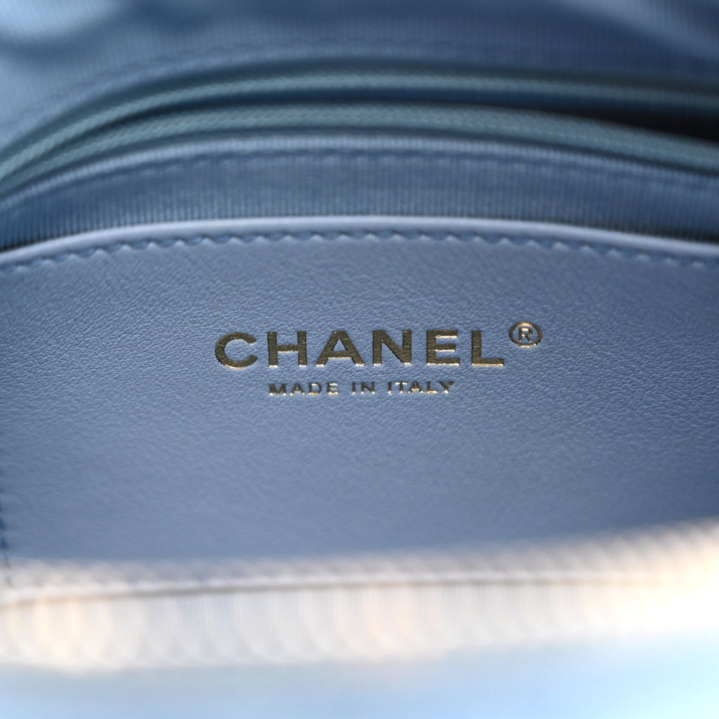 Chanel Washed Denim Quilted Large Trendy Pockets Hobo Blue