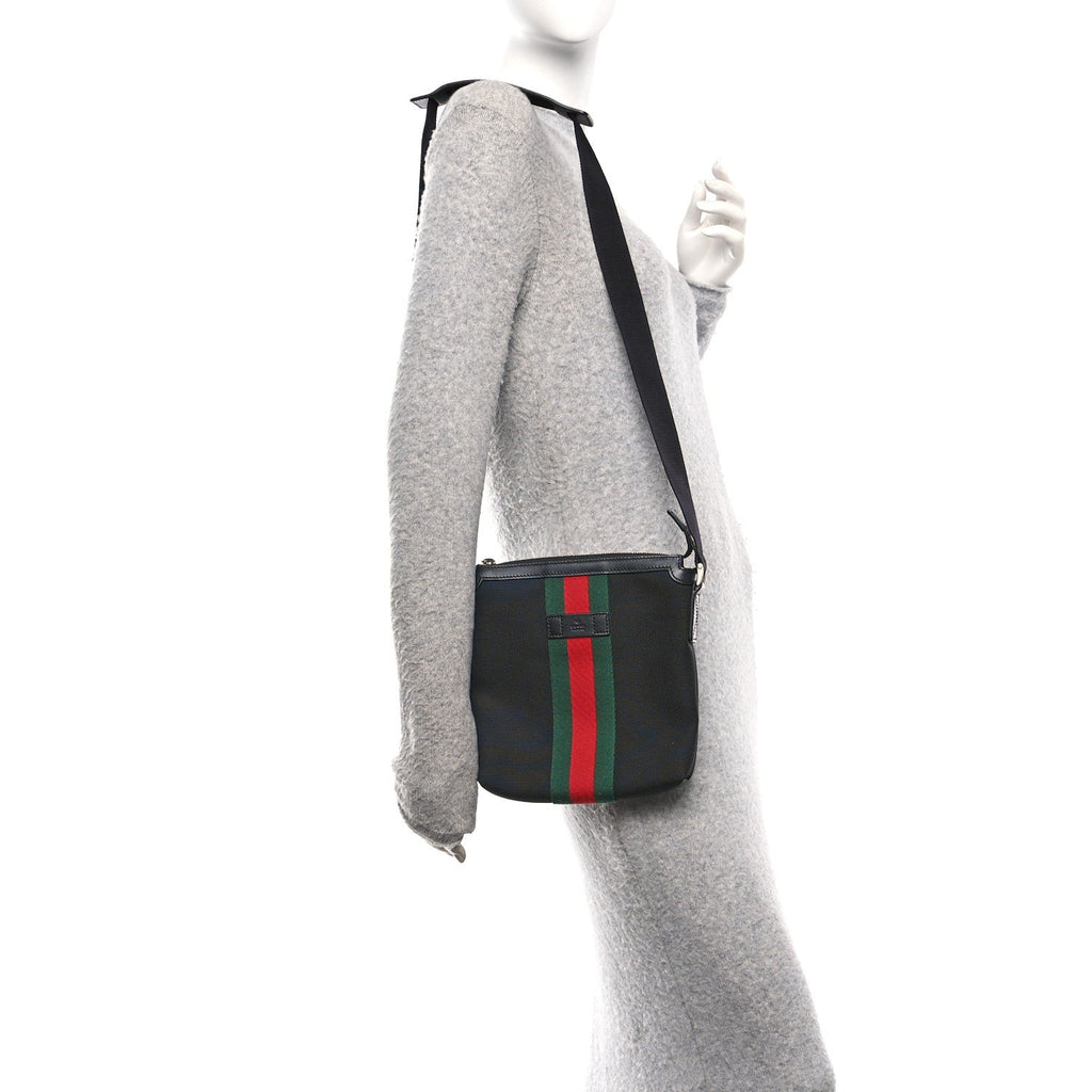 Gucci Canvas Web Messenger Bag Black