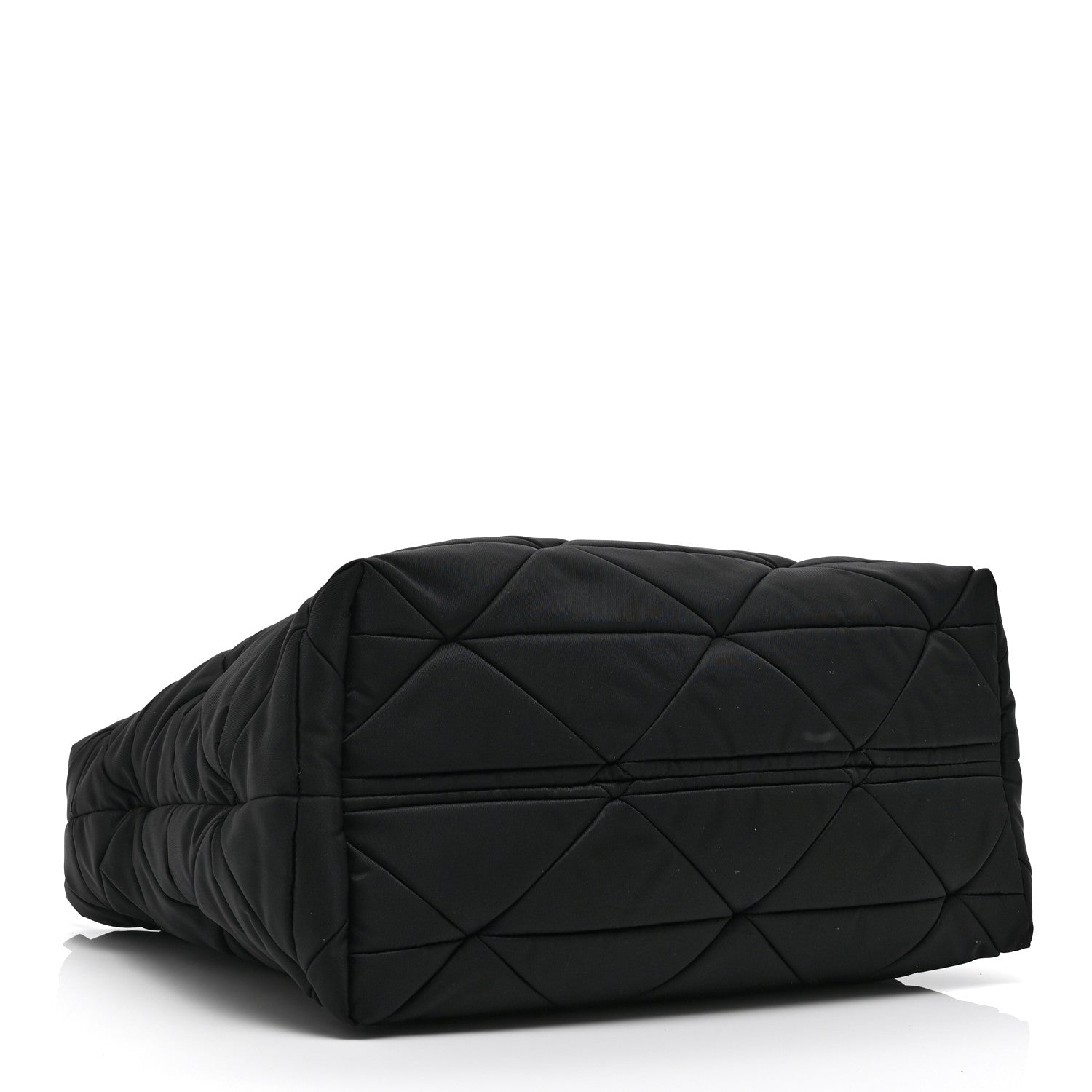Prada Re-Nylon Nappa Triangle Quilted Padded Medium Double Handled Zip Tote Black
