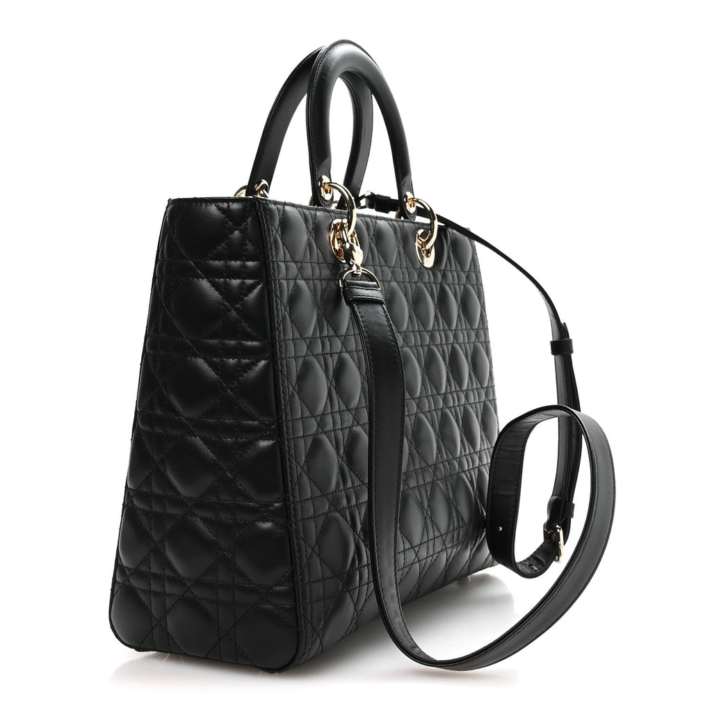 Christian Dior Lambskin Cannage Large Lady Dior Black