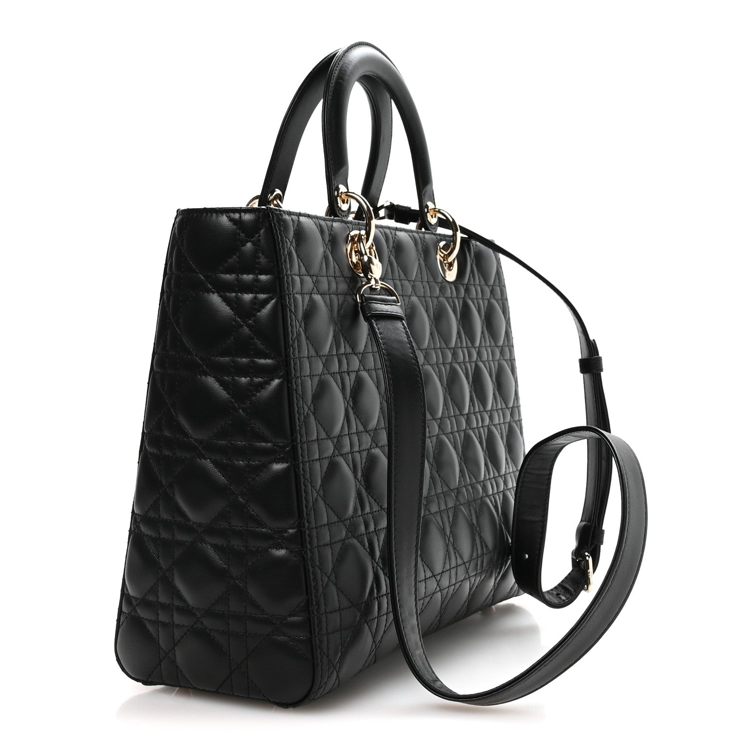 Christian Dior Lambskin Cannage Large Lady Dior Black
