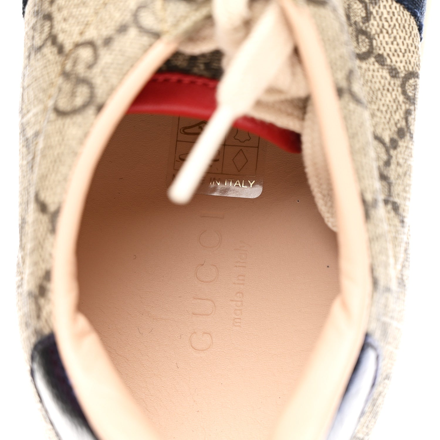 Gucci GG Supreme Monogram Womens Ace Low-Top Sneaker 37 Beige