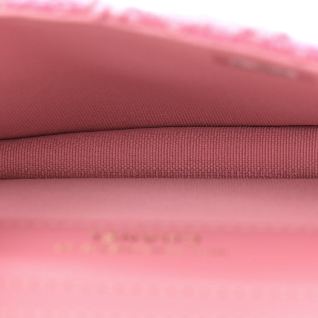 Chanel Tweed Quilted Flap Chain Waist Bag Pink