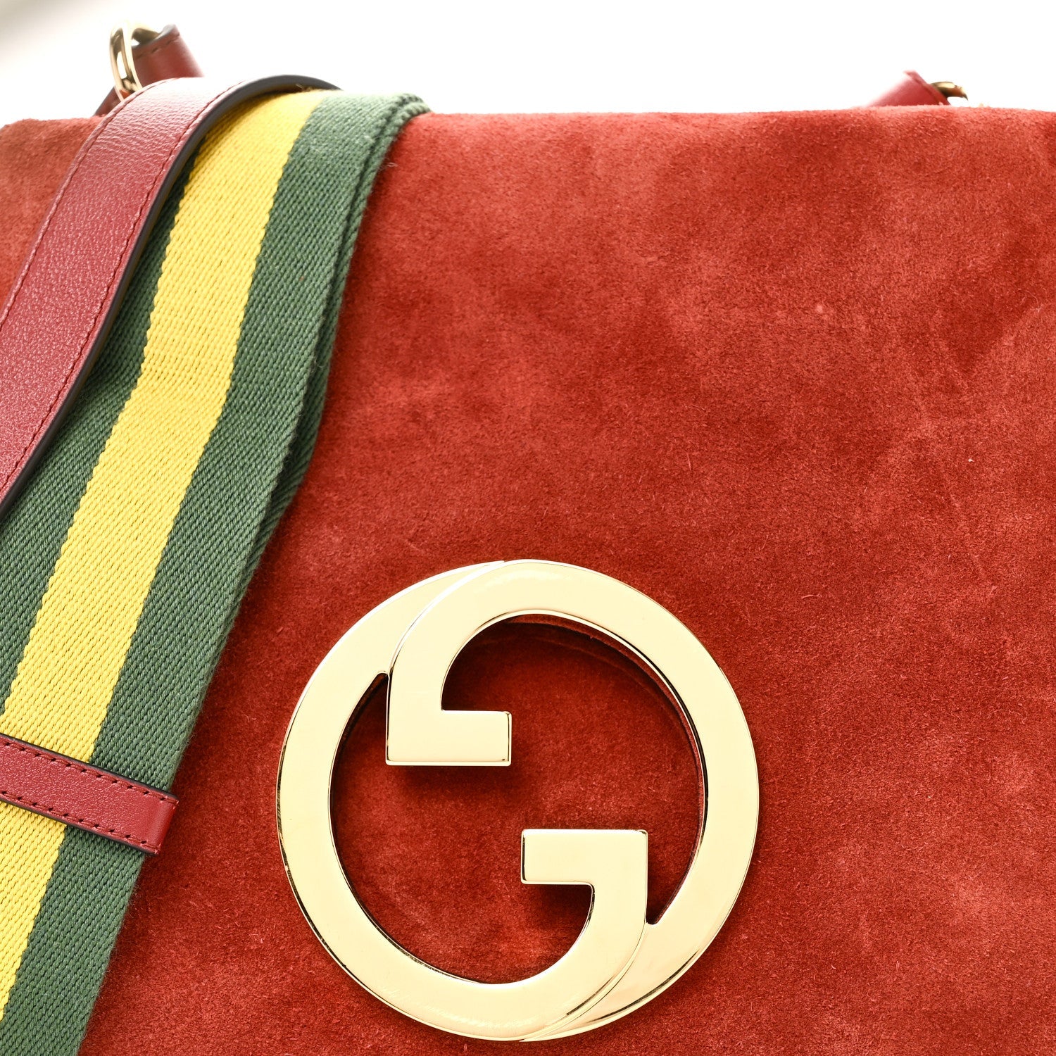 Gucci Suede Talco Roxy Calfskin Web Medium Blondie Shoulder Flap Bag Blondie Red