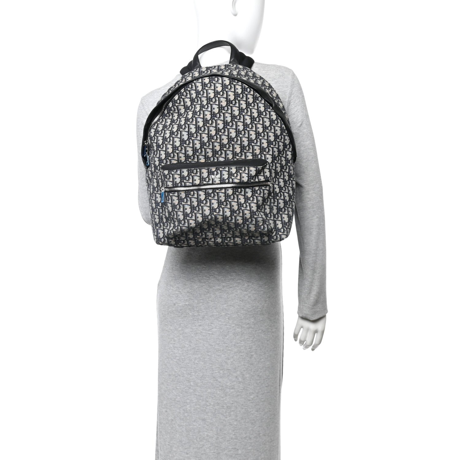 Christian Dior Oblique Calfskin Rider Backpack Beige Black