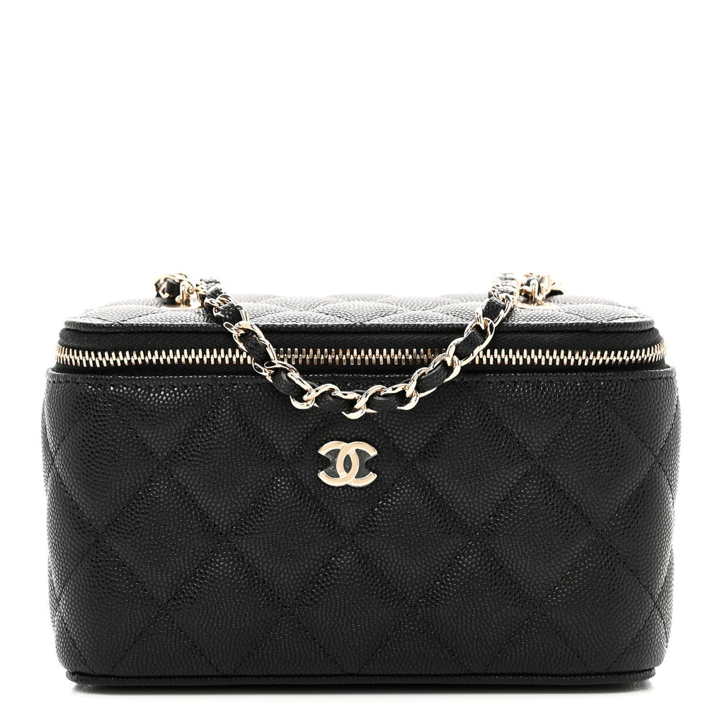 Chanel Caviar Quilted Small Vanity Case With Chain Black