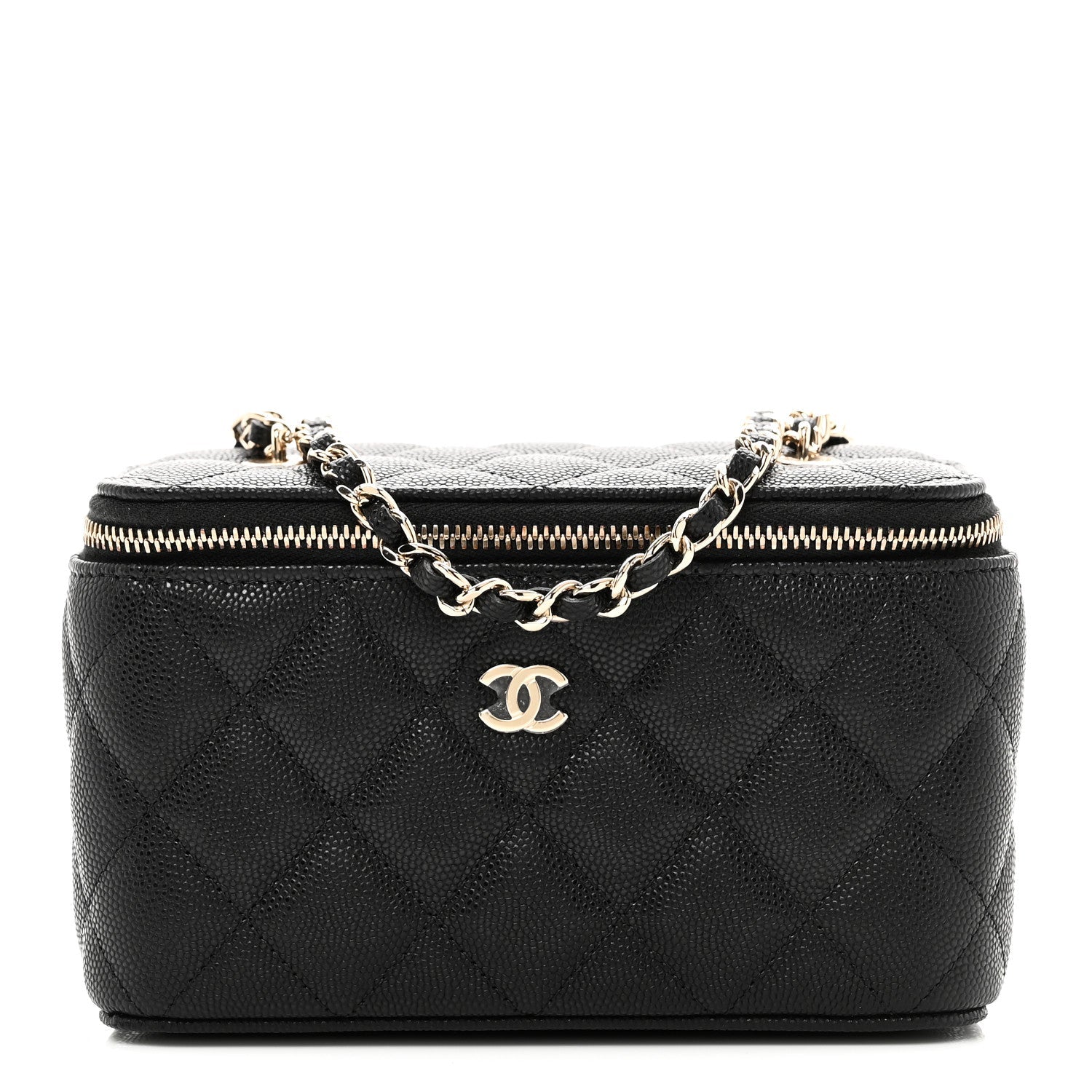 Chanel Caviar Quilted Small Vanity Case With Chain Black