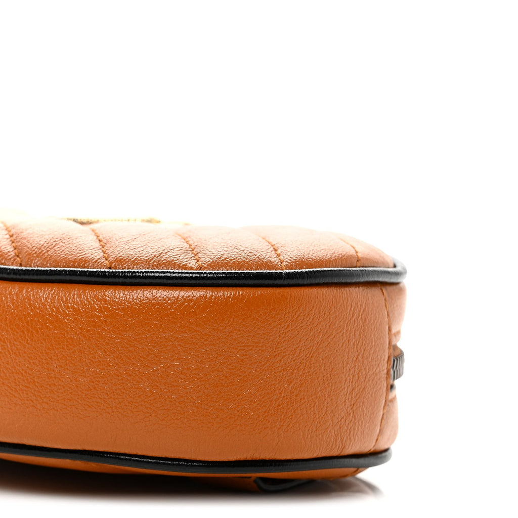 Gucci Vintage Effect Calfskin Matelasse Diagonal Torchon GG Marmont Belt Bag 95 38 Cognac