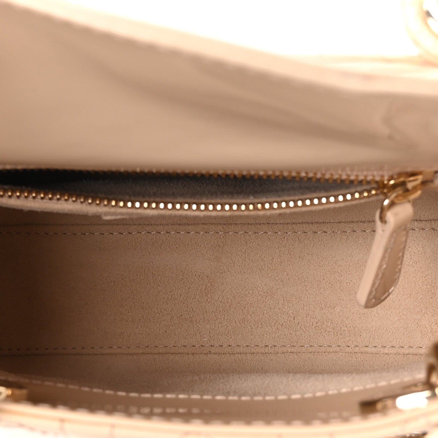 Christian Dior Patent Cannage Mini Lady Dior Beige