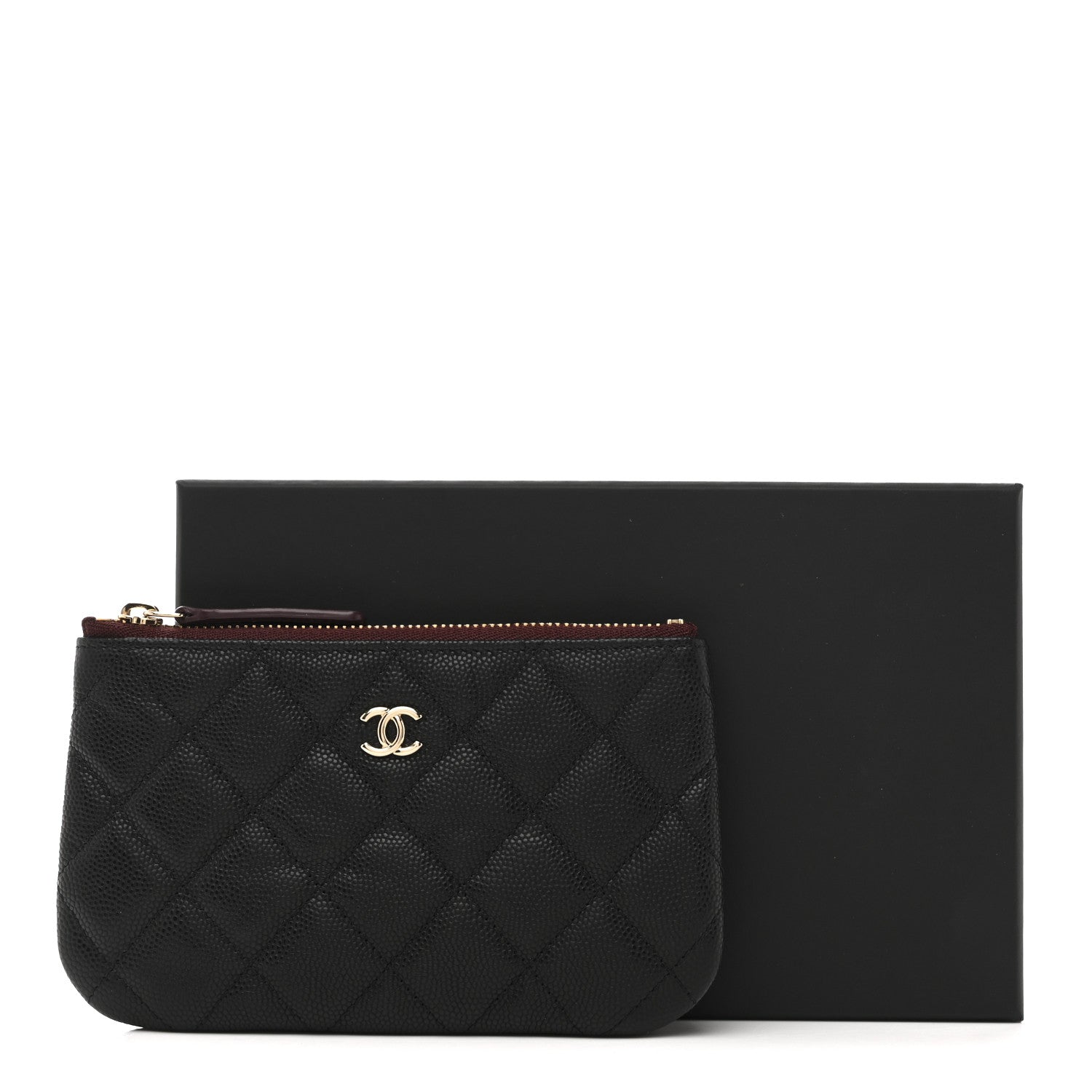 Caviar Quilted Small Cosmetic Case Black