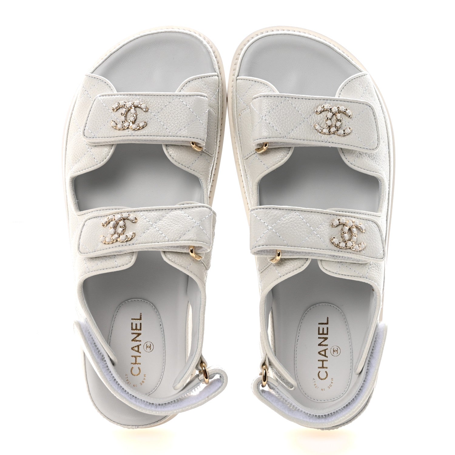 Grained Calfskin Velcro Dad Sandals 36.5 White