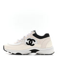 Mesh Suede Calfskin Grained Calfskin Womens CC Sneakers 41 White Black