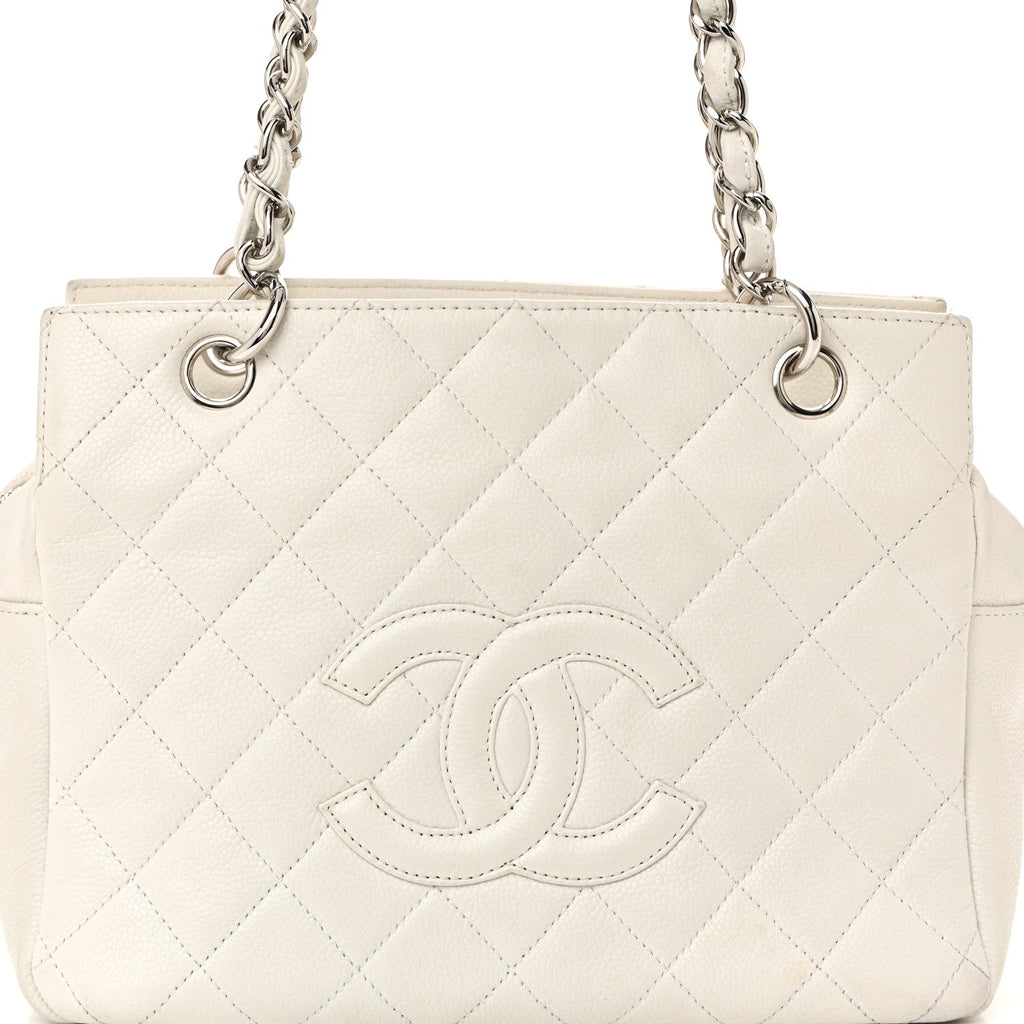 Chanel Caviar Quilted Petit Timeless Tote PTT White