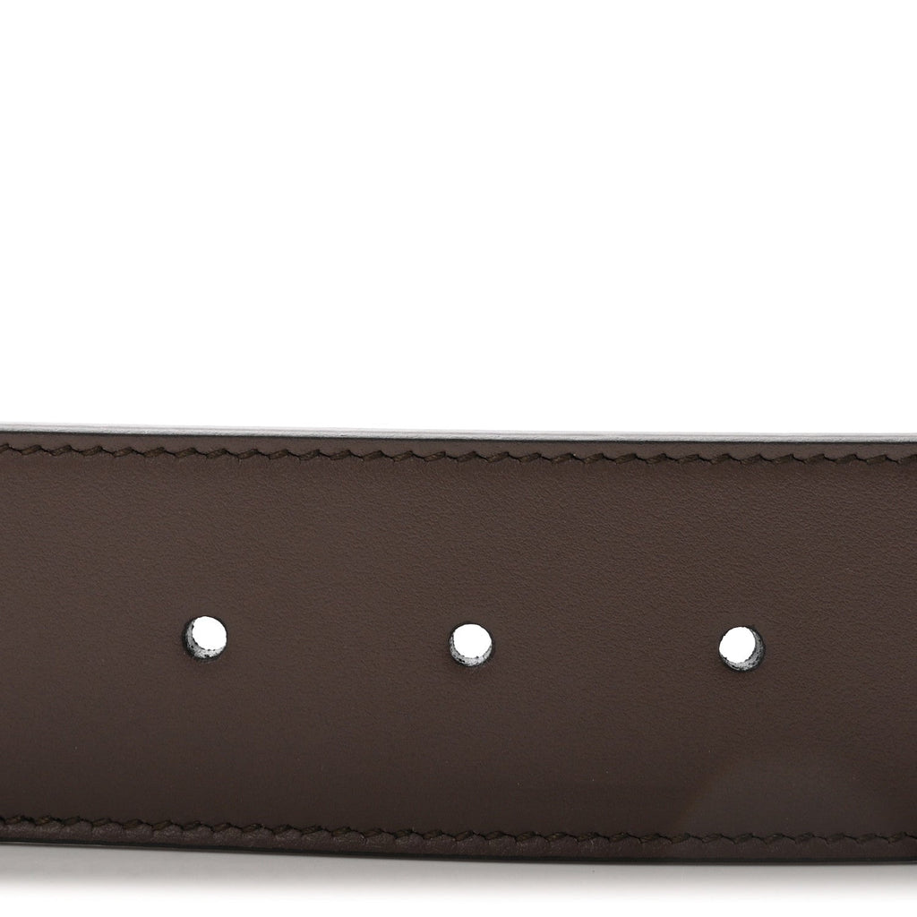 Gucci GG Supreme Monogram Matte Plutone Calfskin Double G 40mm Belt 75 30 Beige Ebony New Acero