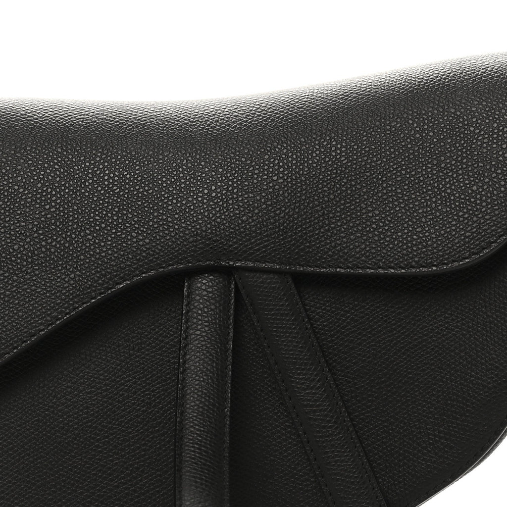Christian Dior Grained Calfskin Saddle Bag Black