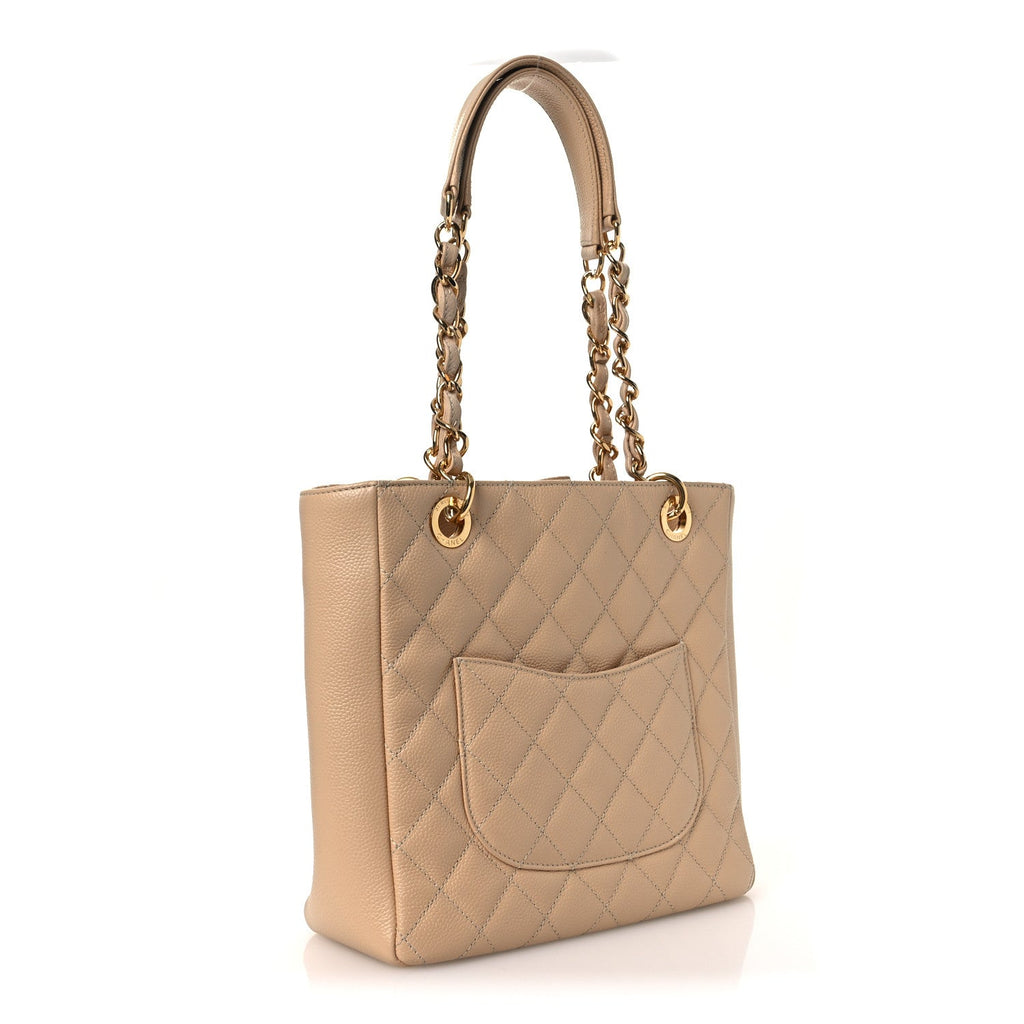 Chanel Caviar Quilted Petit Shopping Tote PST Beige Clair