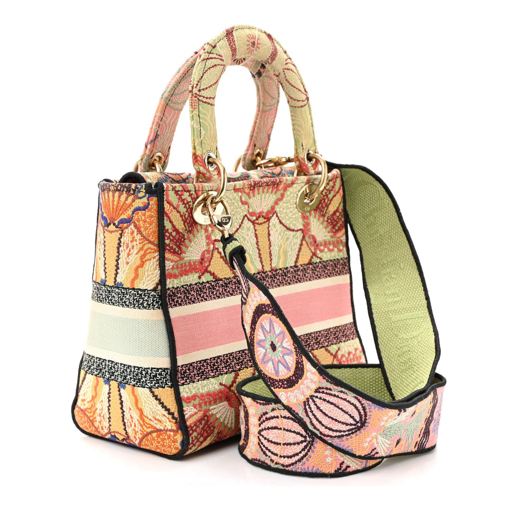 Christian Dior Canvas Embroidered In Lights Medium Lady D-Lite Multicolor
