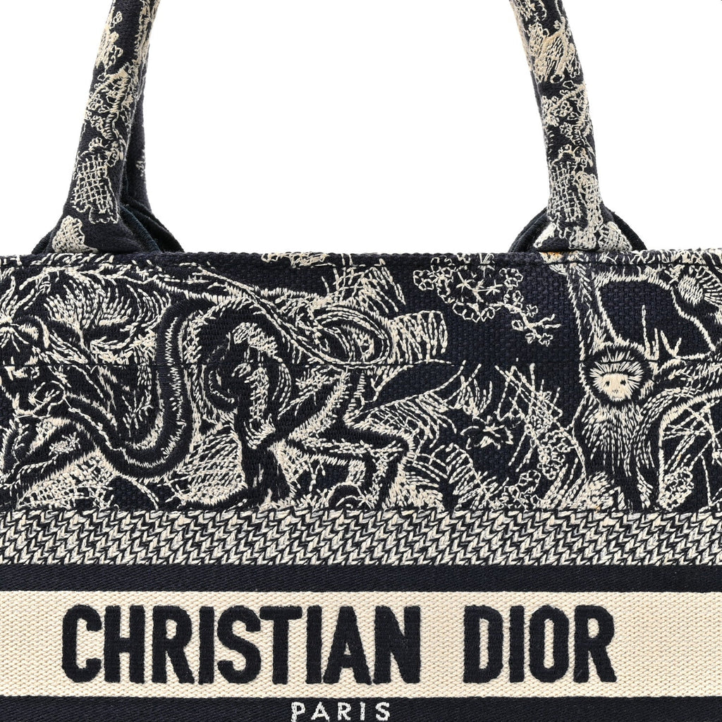 Christian Dior Calfskin Dioriviera Toile De Jouy Small Book Tote With Strap Blue Multicolor
