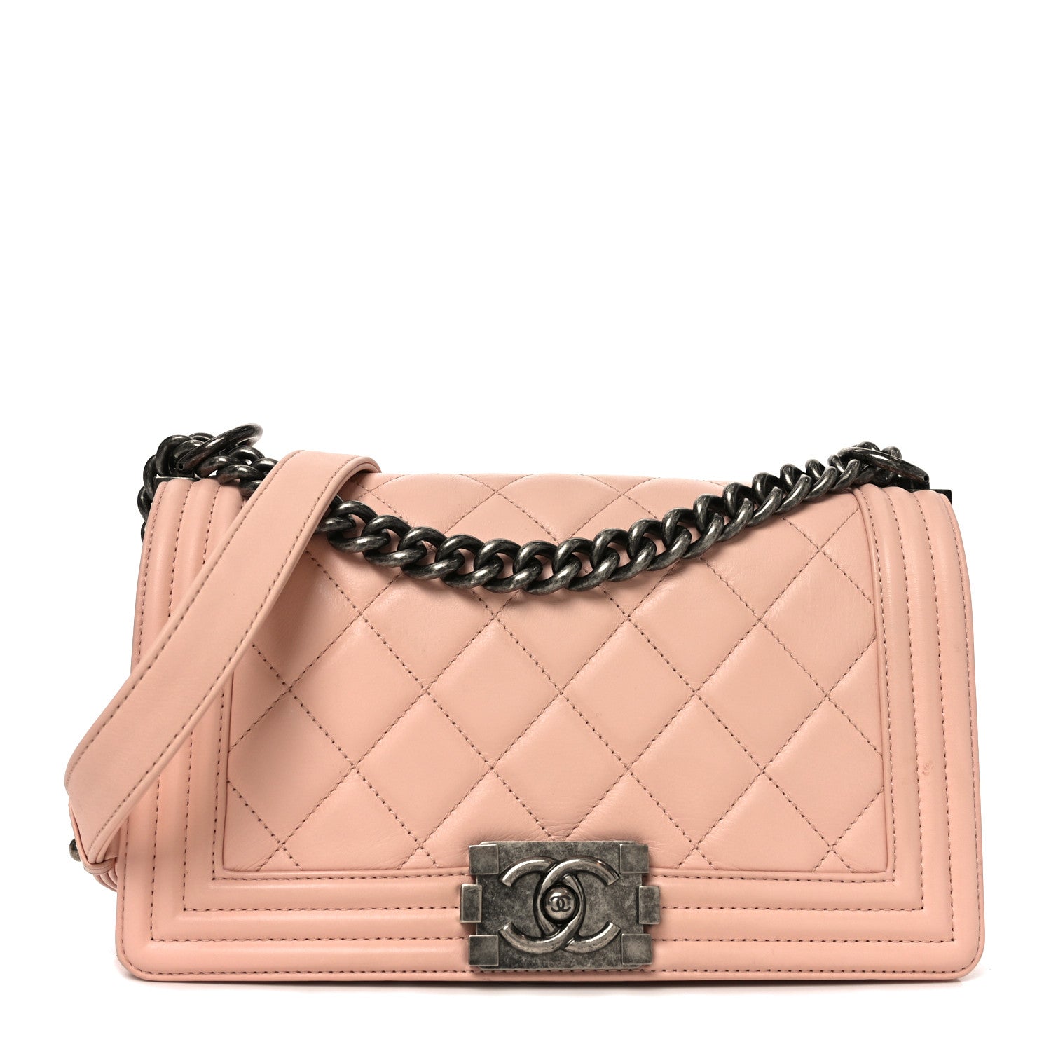 Chanel Lambskin Quilted Medium Boy Flap Light Pink