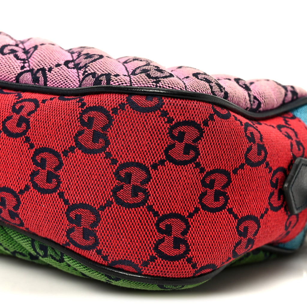 Gucci Monogram Multicolor Matelasse Diagonal Small GG Marmont Chain Shoulder Bag Pink Blue Green Red Light Blue