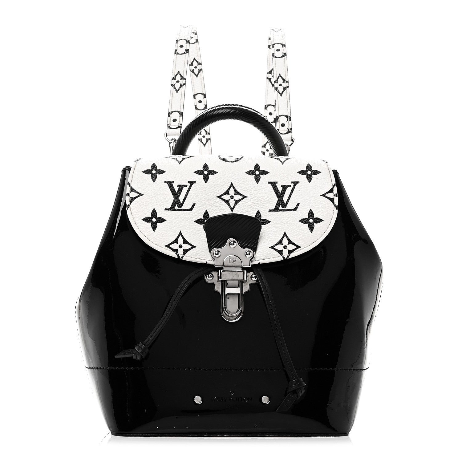Louis Vuitton Patent Monogram Hot Springs Backpack Black White