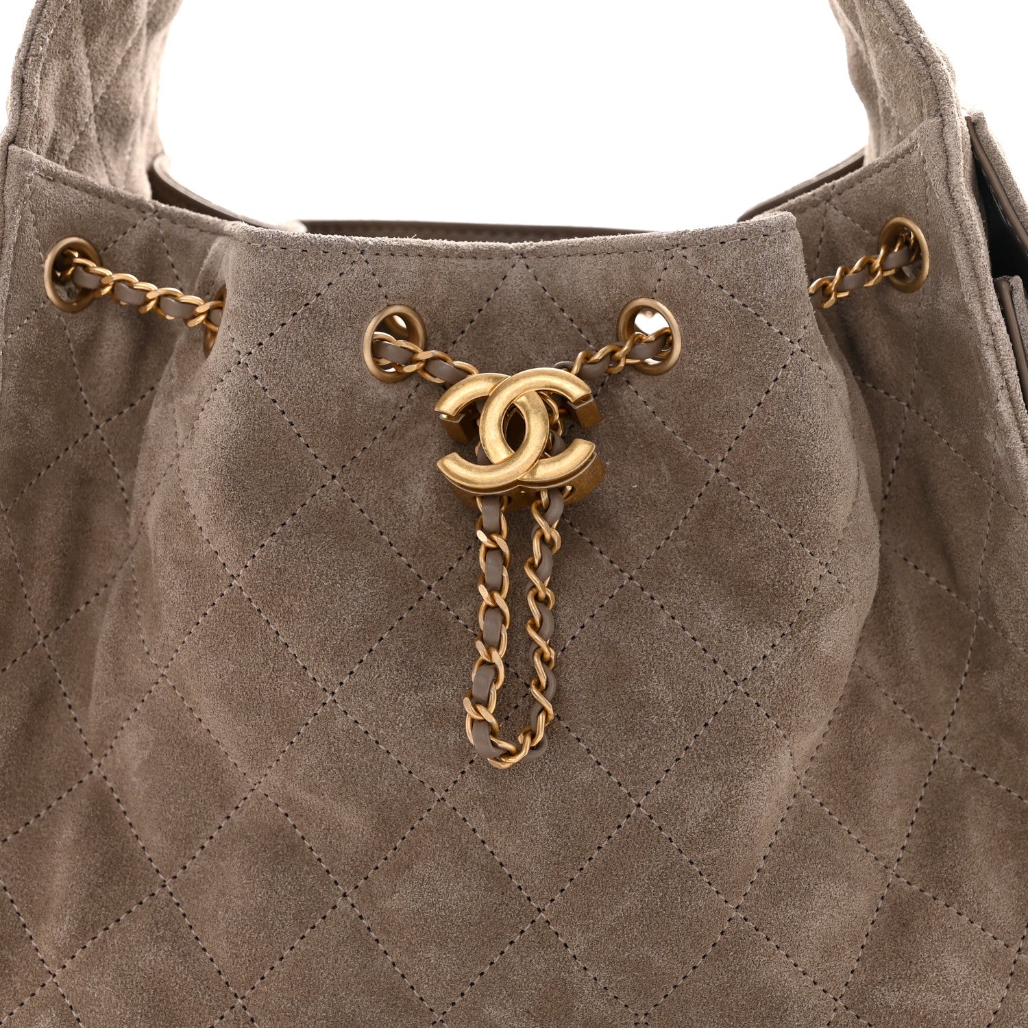 Chanel Suede Quilted Small Chanel 25 Handbag Dark Grey