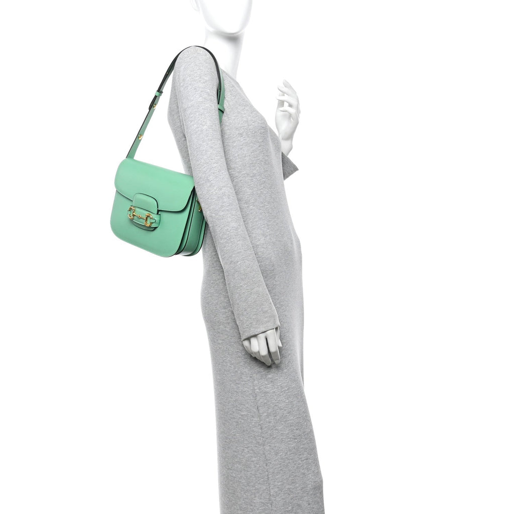 Gucci Azalea Calfskin Horsebit 1955 Shoulder Bag Light Green