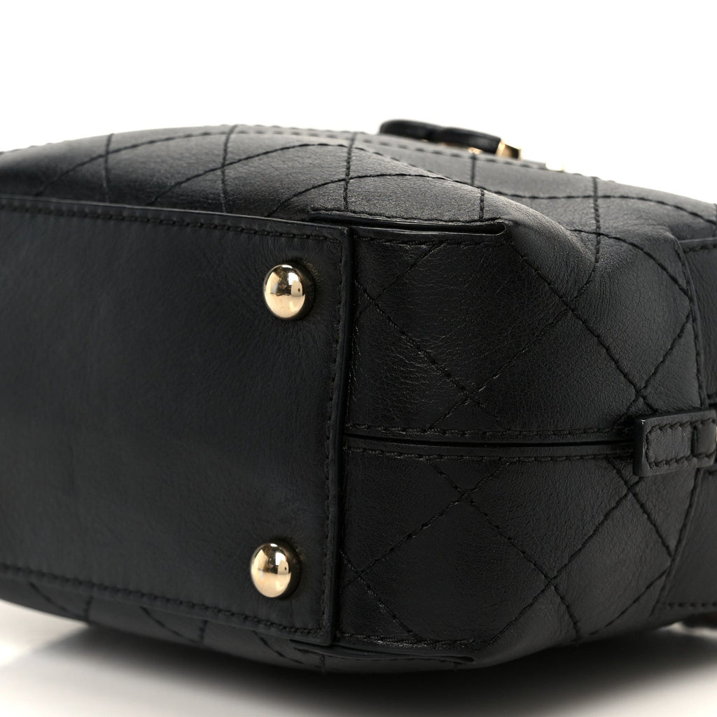 Chanel Calfskin Stitched Covered CC Camera Case Bag Black