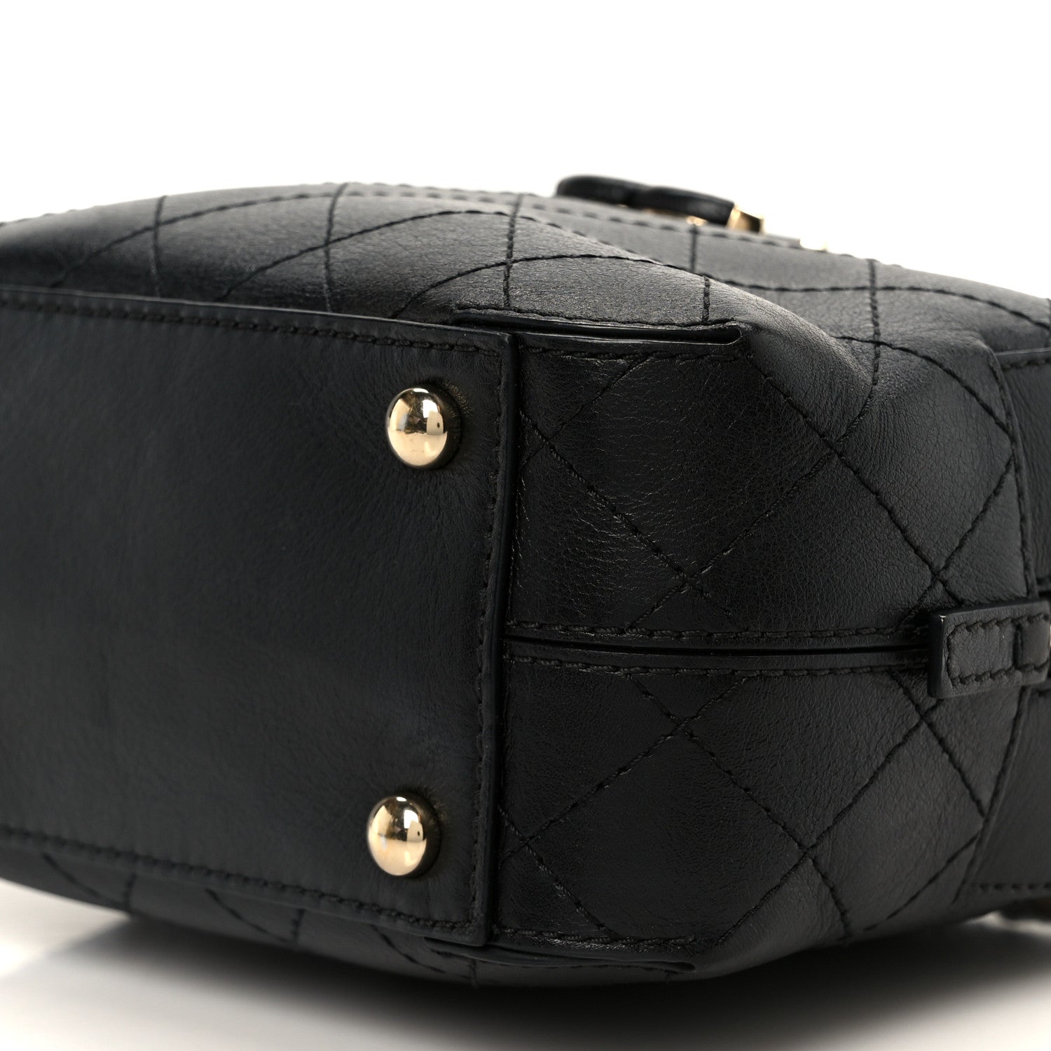 Chanel Calfskin Stitched Covered CC Camera Case Bag Black